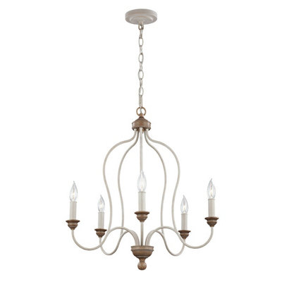 B&Q Elegant 5-Bulb Chandelier Pendant In Beachwood Finish With Led E14 Bulbs Light