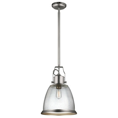  - Satin Nickel 1 Bulb Led Ceiling Pendant Light Fitting With E27 Socket