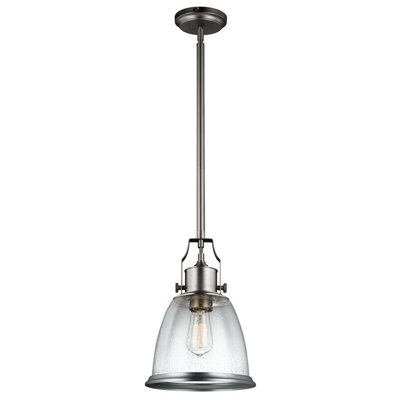  - Satin Nickel 1 Bulb Ceiling Pendant Light Fitting With E27 Led Bulb