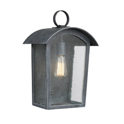 Stylish Outdoor Ip44 Ash Black Wall Light Lantern With Led E27 Bulb from B&Q