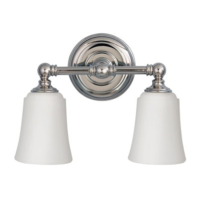 Elegant Ip44 Twin Wall Light With Opaque Glass And Polished Chrome Finish from B&Q