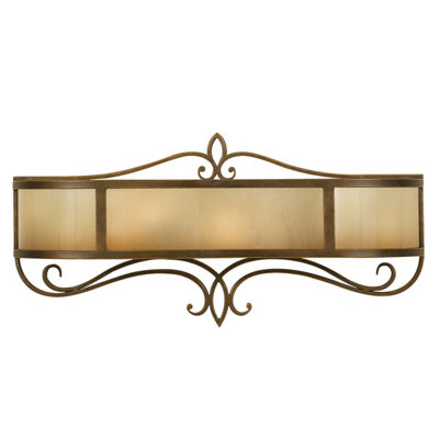 Elegant Twin Wall Light With Iron Scroll Detail And Aged Oak Glass Finish from B&Q