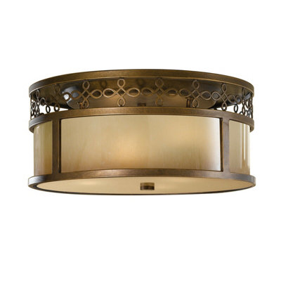 Elegant 3 Bulb Flush Mount Light Fixture In Astral Bronze With Led E27 60W Bulbs from B&Q
