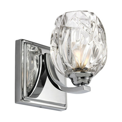 B&Q Elegant Ip44 Wall With Crystal Glass Shade And Polished Chrome Finish Light