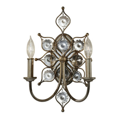 Elegant Twin Wall Light Sconce In Burnished Silver With E14 Led Bulbs from B&Q