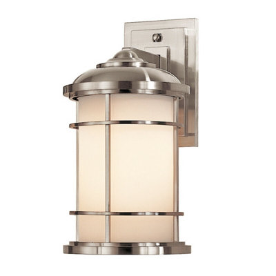 Stylish Outdoor Ip44 Wall Light Sconce In Brushed Steel With Led E27 Bulb from B&Q