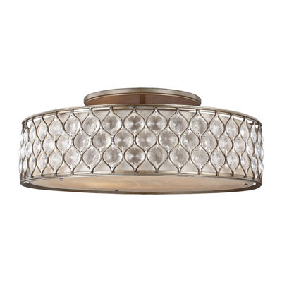  - Elegant 6 Bulb Flush Mount Light With Linen Fabric Shade
