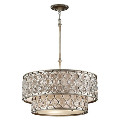 Stylish 6 Bulb Chandelier Pendant Light In Burnished Silver With Led E27 Bulbs from B&Q