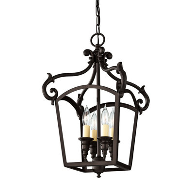  - Elegant 4 Bulb Chandelier Pendant Light In Oil Rubbed Bronze Finish