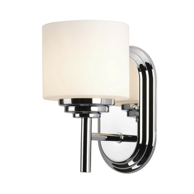  - Elegant Ip44 Wall Light With Opal Etched Glass Shade And Polished Chrome Finish