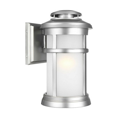 Stylish Outdoor Ip44 Wall Light Lantern With Led E27 BulbBrushed Steel Finish from B&Q