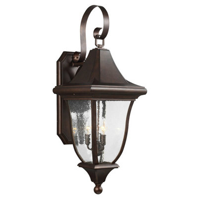 Elegant Outdoor Ip44 3-Bulb Wall Light In Patina Bronze With Led E14 60W