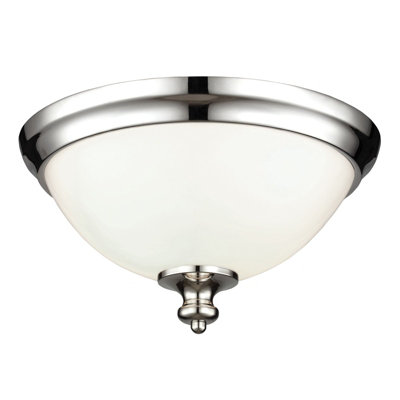 Polished Nickel 2 Bulb Flush Light For Low Ceilings With E27 Led Bulbs from B&Q