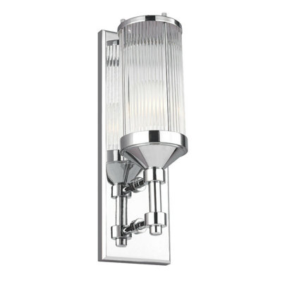 Stylish Ip44 Ribbed Glass Wall Light With Chrome Finish And G9 Led Bulb from B&Q