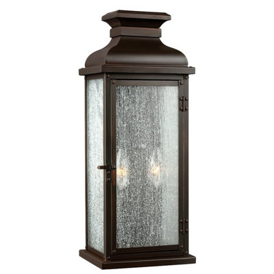  - Elegant Outdoor Ip44 Twin Wall Light In Dark Aged Copper With Led E14 Bulbs