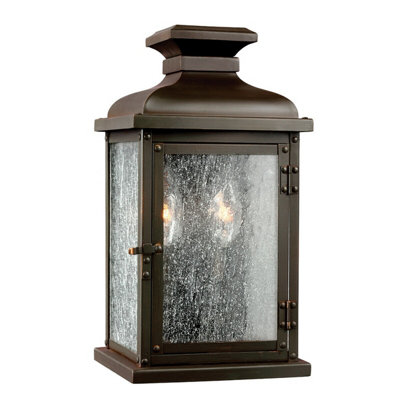 Stylish Outdoor Ip44 Twin Wall Light In Dark Aged Copper With Led E14 Bulbs from B&Q