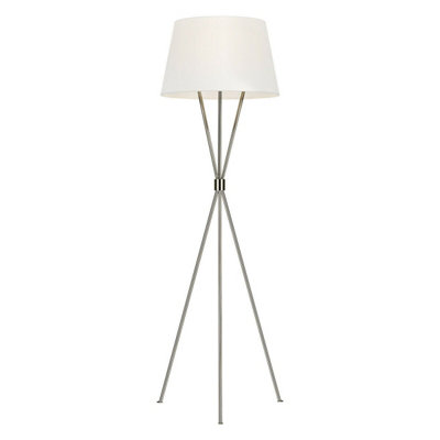 Elegant White Shade Floor Lamp With Polished Nickel Finish And Led Bulb from B&Q