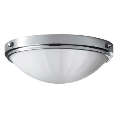 Elegant Ip44 2-Bulb Flush Light With Inverted Dome Glass Shade In Polished Chrome from B&Q