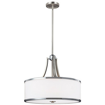 - Satin Nickel And Chrome 4-Bulb Led Pendant Light Fitting