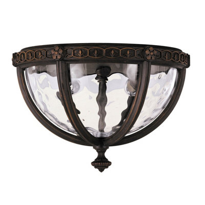 Stylish Outdoor Ip44 2-Bulb Flush Light In Walnut Finish With E14 Led Socket from B&Q