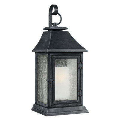 Stylish Outdoor Ip44 Wall Light In Dark Weathered Zinc With Led E27 Bulb from B&Q