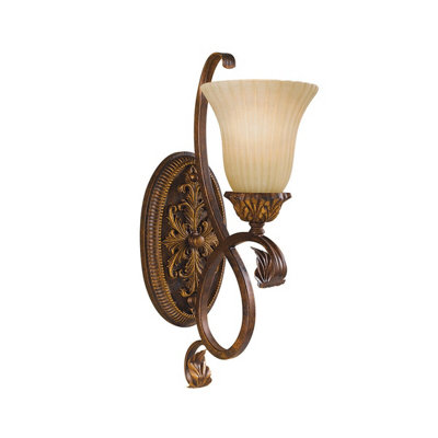 Elegant Opaque Ribbed Glass Wall Light With Aged Tortoise Shell Finish For Led Bulbs from B&Q