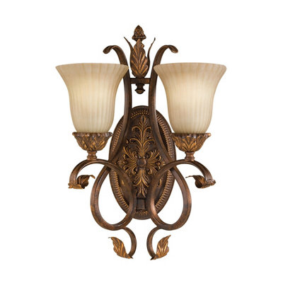 Elegant Twin Wall Light Sconce With Aged Tortoise Shell Finish And E27 Led Bulb from B&Q