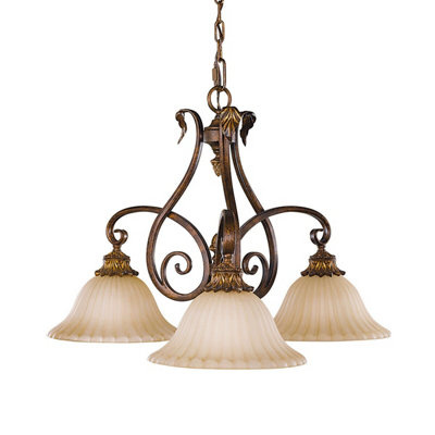 Elegant 3 Bulb Aged Tortoise Shell Chandelier Pendant Light With Led E27 Socket from B&Q