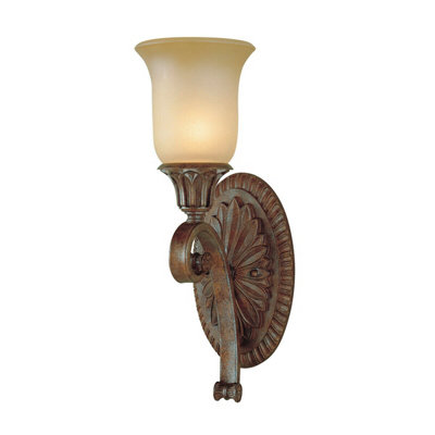 Elegant Medieval Style Bronze Wall Light With Glass ShadeLed E14 60W from B&Q