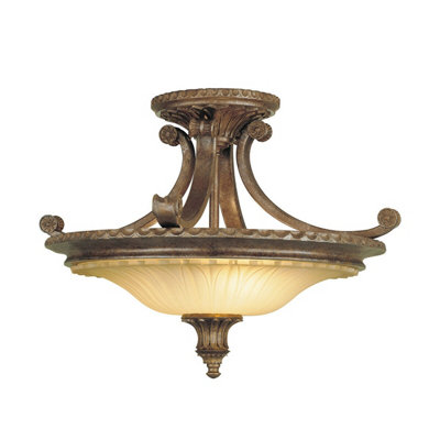 Elegant 2 Bulb Semi Flush Light In British Bronze With Led E27 60W For Stunning Interiors