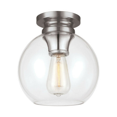Elegant 1 Bulb Flush Mount Light Fixture With Polished Nickel Finish For Low Ceilings from B&Q