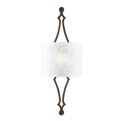 Elegant Wall Light With Hidden Lamp And White Linen Shade In Distressed Gold Leaf Finish from B&Q