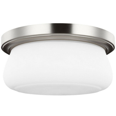 B&Q 2 Bulb Flush Low Ceiling Satin Nickel Led E27 60W Bulb Light