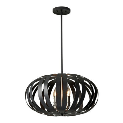 B&Q Elegant Textured 4 Bulb Chandelier Pendant With Led E14 40W Bulbs Black/Light