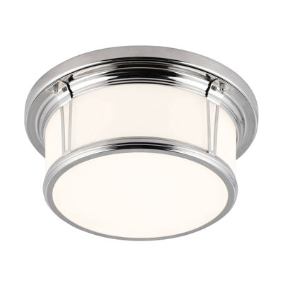 Stylish Ip44 2 Bulb Flush Mount Light With Opaque Glass And Polished Chrome Finish from B&Q