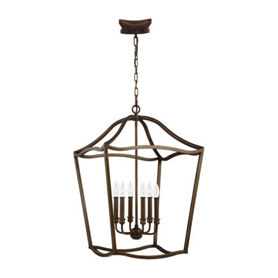 Stylish 6 Bulb Ceiling Pendant Light In Aged Brass Finish For Modern Interiors from B&Q