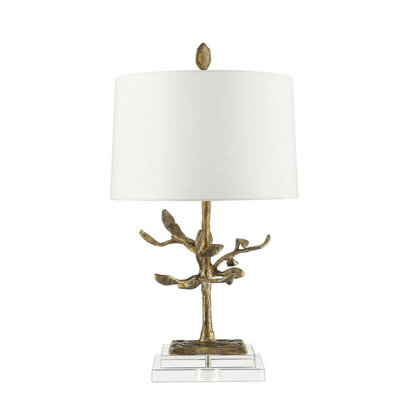 Elegant Square Table Lamp With Cream Shade And Distressed Gold Finish from B&Q
