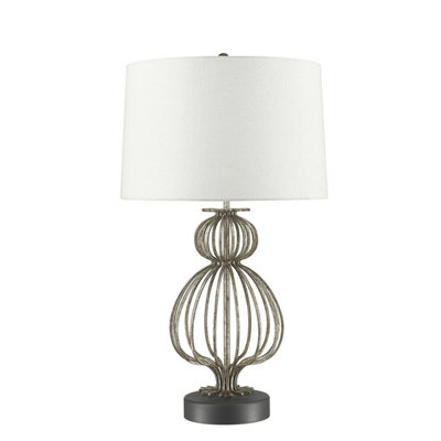 Elegant Cream Shade Table Lamp With Distressed Silver Finish And Led Bulb from B&Q