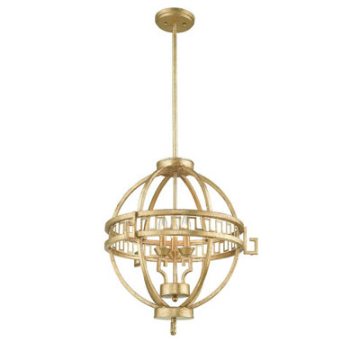  - Elegant 3 Bulb Distressed Gold Ceiling Pendant Light With E14 Led Fittings