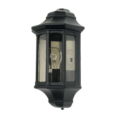  - Elegant Outdoor Ip44 Half Lantern Wall Light In Black With E27 Led Bulb