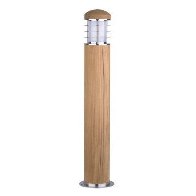 Stylish Outdoor Ip55 Stainless Steel And Teak Led Bollard Light For Gardens