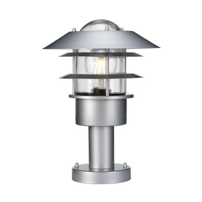  - Stylish Outdoor Ip44 Stainless Steel Wall And Ground Pedestal Light With E27 Led Bulb