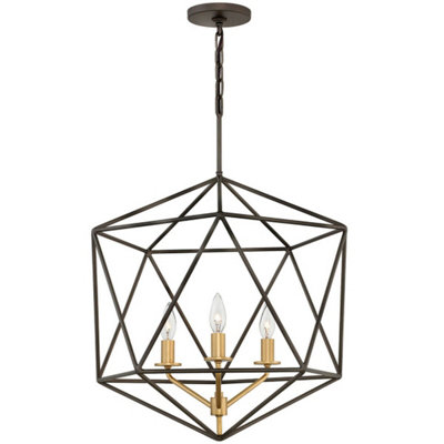 Elegant 3 Bulb Gold Chandelier With Matte Bronze Finish For Stunning Interiors from B&Q