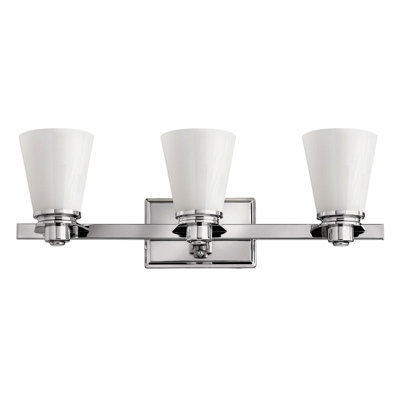 Elegant Ip44 3 Bulb Wall Light With Polished Chrome Finish And Opaque Glass Shades from B&Q