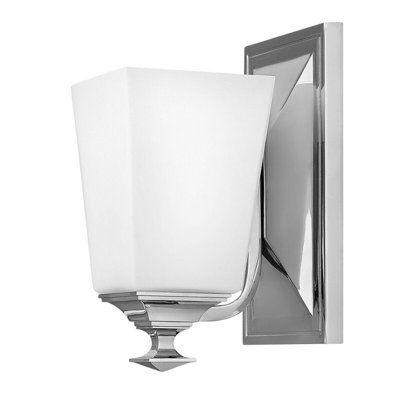 Stylish Ip44 Wall Light With Tapered Square Etched Glass Shade And Polished Chrome Finish from B&Q