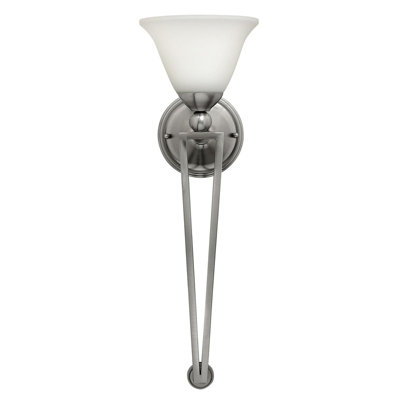 Stylish Brushed Nickel Wall Light With Long Arms And Glass Shade from B&Q