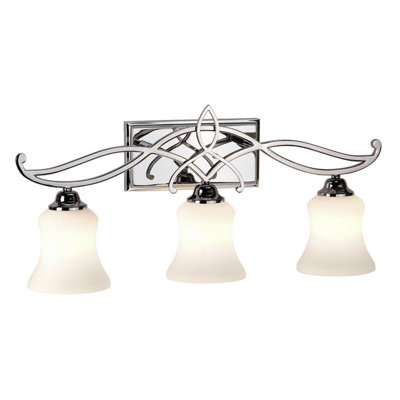 B&Q Elegant Ip44 3-Bulb Wall With Etched Opal Glass And Polished Chrome Finish Light