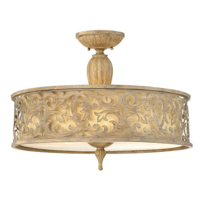 Elegant 3 Bulb Semi Flush Mount Light Fixture In Brushed Champagne Finish from B&Q