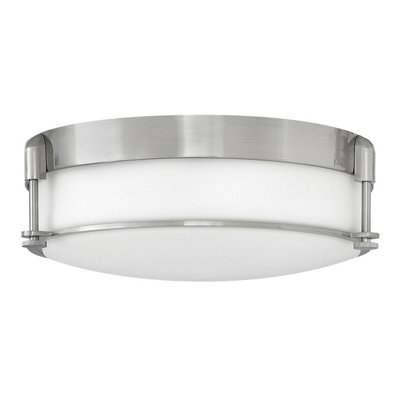 Stylish 3 Bulb Flush Mount Light Fixture In Brushed Nickel Finish from B&Q