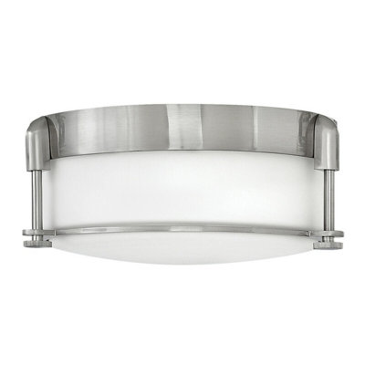 Brushed Nickel 2 Bulb Flush Mount Light For Low Ceilings from B&Q